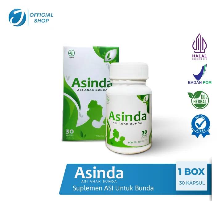 Asinda - 30 Kapsul / Pelancar Asi Herbal / Ekstrak Daun Katuk dan Daun