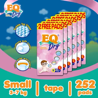 EQ Dry Small (3-7 kg) - 40 pcs x 6 packs (240 pcs) - Tape Diapers [Case]
