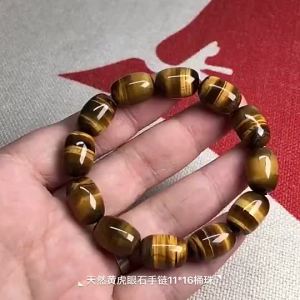 【Ship in 24H】Tiger Eye Bracelet 虎眼石手链 桶珠虎晴石水晶手链男式女款情侣单圈圆珠手串招财转运辟邪手链