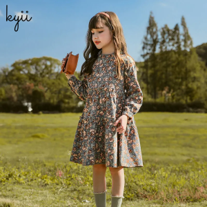 KYII Design Girls Floral Dress 2022 New Dress Children Fashionable Princess skirt spring/autumn wear Dress ky116