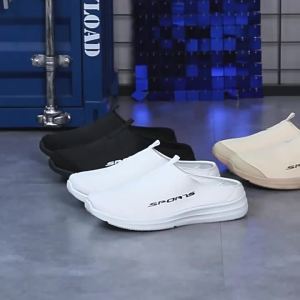 【Free Shipping】MenS Large Size Slip-On Summer Outdoor Breathable Shoes MenS Slip-On Loafers Backless Closed-Toe Slippers