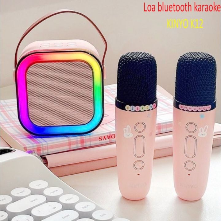 Loa bluetooth karaoke Kinyo K12 tặng kèm 2 mic và sticker,loa ...