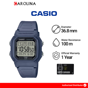 Jam Tangan Pria Casio W-800H-2A Digital Dial Blue Resin Band