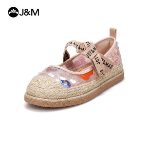 Joy&Mario รองเท้าส้นเตี้ยสตรี ประดับเลื่อมตาข่ายระบายอากาศได้ รองเท้าโลฟเฟอร์สวมใส่สบาย