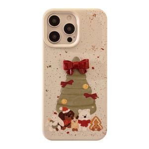 💗Internet celebrity trend+In stock+COD 3D bow suitable for iPhone 16 phone case ins Christmas tree cartoon 15 anti drop 14 pro max 13 12 pro