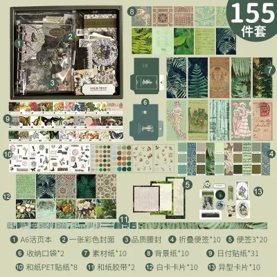 155PCS/Set Journal Kit and Scrapbook Set Creative Writing and Documenting Memories Exquisite Patt
