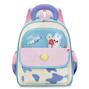 STARRY Animals Kids Backpack Large Capacity Waterproof Lightweight School Bag Cartoon Spine-Protecting Color Block Backpack for Kindergarten Children
