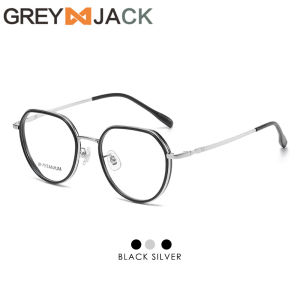 Grey Jack Frame Kacamata Titanium Model Oval Fashion Simple Ringan Bisa Minus Antiradiasi Blueray Photocromic Bluecromic 95032