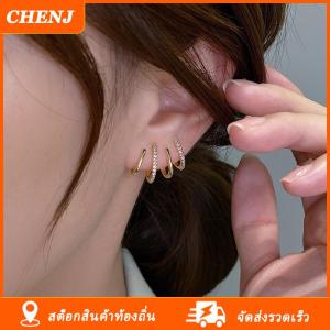 [COD] CHENJ Ship within 24 hours ต่างหูแบบหนีบมีที่เกี่ยวหูทรงกรงเล็บแบบเกาหลีสำหรับผู้หญิงต่างหูแบบสี่ง่ามหูสีทองเครื่องประดับแฟชั่นของขวัญปีใหม่