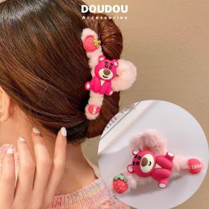 Phụ kiện kẹp tóc xinh Doudou Kẹp lông Cặp càng cua gấu dâu Lotso 11cm phong cách Hàn Quốc thời trang ZJ075