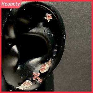 Heabety  3/4pcs Hồng Zircon Wing Chéo Sao bông tai trong Vintage Punk phong cách hoàn hảo cho ban đêm ra