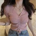 Villing Serut RIB | Atasan Wanita Crop Top Vneck Serut. 