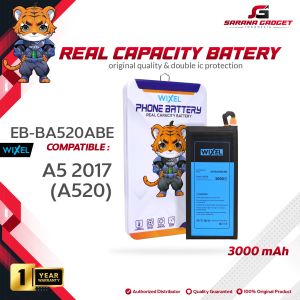 WIXEL Baterai Samsung Galaxy A5 2017 A520 EB-BA520ABE Double Power Real Capacity Battery Original 100% Ori Batre Batrai HP Handphone Dual