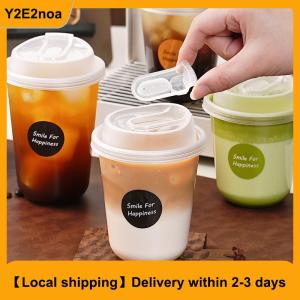 【Local shipping】 10pcs Transparent Coffee Cups With Lids U-shaped Disposable Cups For Hot Drink Milk Tea Takeaway Beverage Cups
