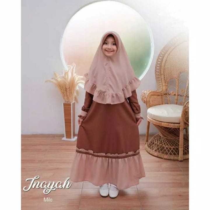MS -Gamis Anak Set Jilbab Inayah Terbaru 5-12 TAHUN Baju Muslim Anak Fashion Muslim