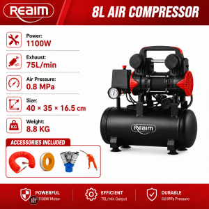 REAIM Oil Free Air Compressor 2200W 2HP Heavy Duty Portable Silent Air Pump with 30L 50L Tank Pure Copper Motor Professional Power Tools