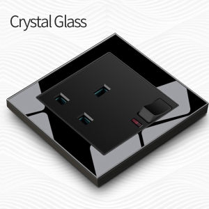 Kamanni Modern Lighting Wall Switch Modern Wall Light Switch Tempered Glass Plate 13A 3/6 Pin Socket Plug Power Supply with USB 20amp Water Heater Air Conditioner Doorbell Dimmer Switch Power Outlet Suiz on Off Lampu 1/2/3/4 Group A5B