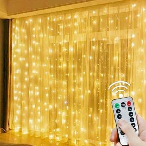 3x3M Curtain Garland LED String Lights Festival Decoration Light 8 Modes USB Remote Control Holiday Fairy Lights For Bedroom Home