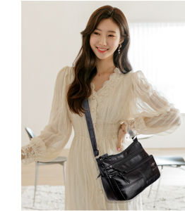 HOPEU Sling Bags for Women Korean Style Fashion Soft Leather Bag Shoulder Cross Body Bag Ladies Branded Original Retro Square Bag