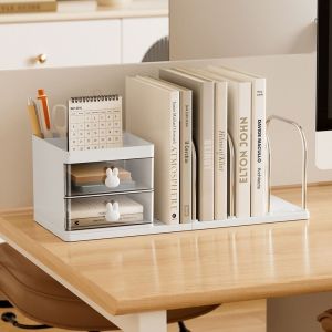 GIORGIONE with Storage Box Bookend Book Holder Six Grids Save Space Books Storage Rack Creative Durable Desk Stand Bookshelf Storage
