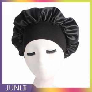 JUNLIi Solid Satin Bonnet Hair Styling Sleep Hat Wrap Shower Cap Hair Styling Tools