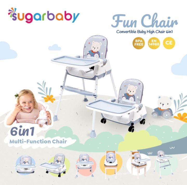 Multi Purpose Toddler High Chair Sugar Baby Fun Chair (Convertible