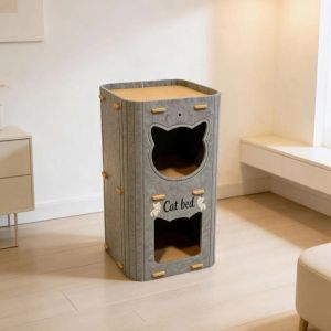 CHUN053634 Hai lớp Nhà mèo Cảm giác Có thể gấp lại Tấm cào móng cho mèo Sáng tạo Thoáng khí Giường lâu đài cho mèo Đồ dùng cho mèo