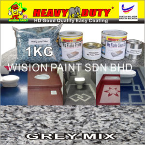 ( GREY MIX ) diy Full Set Epoxy Colour Flake Coating ( 1KG FLAKE / 1L PRIMER / 1L CLEAR COAT ) Toilet Floor Slab Leakin