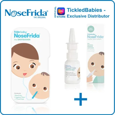 NoseFrida The Snot Sucker Saline Kit ( Nose Frida Nasal Aspirator w/ Travel Case and Nasal Spray - Natural Sea Salt )