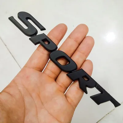 Tem SPORT Loại To phiên bản thể thao dán xe ô tô chất liệu Kim loại sáng bóng