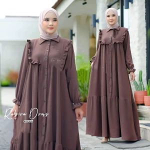Pabrik Baju RABIRA DRESS IK Bahan CRINKLE BUSUI Gamis 2022 Terbaru Modern Ukuran XL Gamis Putih Pengajian Dress Muslim Wanita Kekinian Simple