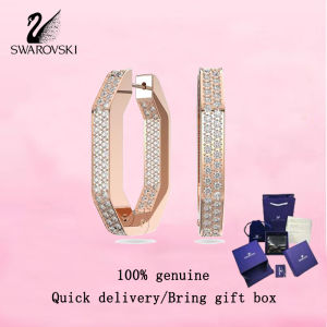 💎 Swarovski 💎 Womens fashion earrings Rose gold Octagon small white diamonds Dextera Hoop Earrings Valentines Day gift Birthday gift