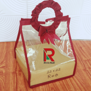 Tas Mika Premium Dos  22x22 (R10B)  / GiftBox Mika Transparant/Goodiebag Mika Handle Bulat (BFM-22)