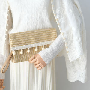New Spring Summer Trendy Handbag Boutique Fashion Women Bag Solid Straw Casual Bag Woman Cute Tassel Vintage Beach Small Travel Handbag