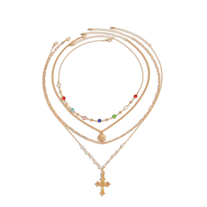 Vintage French Style Multi Layer Simulated Pearls Necklace Adjustable Chain for Multi Occasion Stackable Accessories