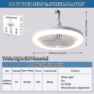 Ceiling Fan Lights Led Lighting Ceiling Fan Lamps with Remote Control 3-speed E27 Converter Base for Bedroom Lighting