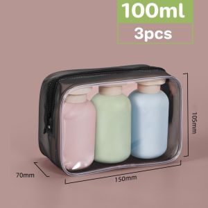 Loose พร้อมส่ง 3pcs ชุดบรรจุขวดสําหรับการเดินทาง 100/200/300ml แบบพกพา ขวดปั้ม วดบีบ ขวดซิลิโคน สําหรับใส่โลชั่น