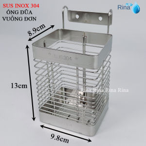 Ống đựng đũa vuông inox 304 ống đũa vuông đơn inox 304 Rina