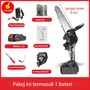 Gergaji Mesin Mini Chainsaw 6 Inch Cordless 1200w Lat Pertukangan Kayu Rantai Genggam Portabel