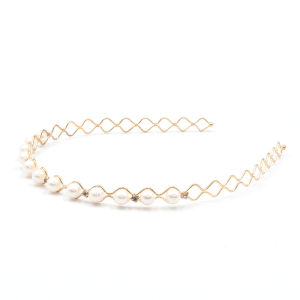 Korean Simple Pearls Hairband Elegant Headband Fashion Hairband Faux Pearls Metal Hairband