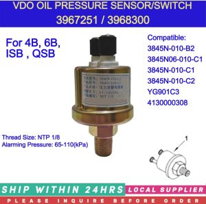Oil Pressure Sensor C3967251 / 3967251  for Cummins 4B3.9-G1(SO10962) Generator Engine [LOCAL STOCK SHIP WITHIN 24HRS. LOCAL SUPPLIER WARRANTY]