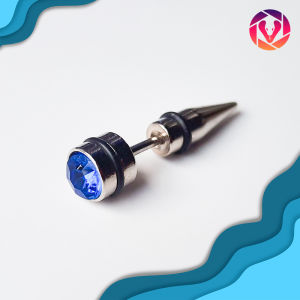 Hoa tai nam Titan hình chiếc đinh đính đá Rubby nhiều màu phong cách Hàn Quốc cực đẹp