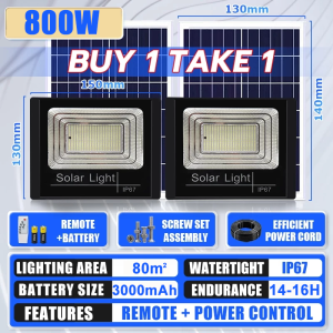 10 Year Warranty Solar Light 3000W Heavy Duty Solar Led Outdoor Flood Light Street Lamp IP67 Waterproof With Remote