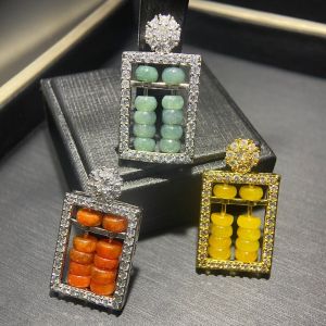 Natural Emerald Abacus Pendant S925 Silver Plated Three-dimensional New Inlay A Genuine High-level Retro Double-sided Original天然翡翠算盘吊坠S925镀银立体新款镶嵌a货正品高级复古双面原创