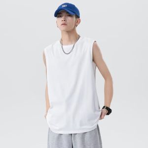 Summer Mens Waistcoat Crossbody Sports Fitness Summer Mens Solid Color Short Sleeve T T-shirt