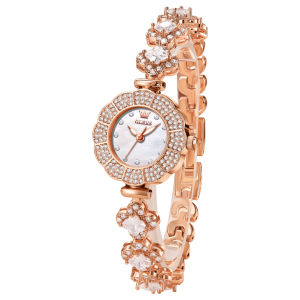 OLEVS 9813 Quartz Fashion Women Watch Gift Round-dial Stainless Steel Watchband Wristwatch Luminous