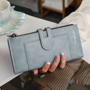 Womens Wallet Good-looking ins Wind Bank Card ID Card Double Zipper Multiple Card Slots Magnetic Snap Vertical Long Wallet