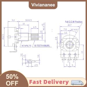 【Viviananee】 Brass Shaft Potentiometer For Electric Guitar Bass A250K/B250K/A500K/B500K