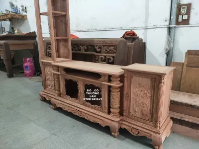 Tủ LỆCH kê tivi gỗ hương đá.kt 217x217x50.tủ cao cấp siêu cấp
