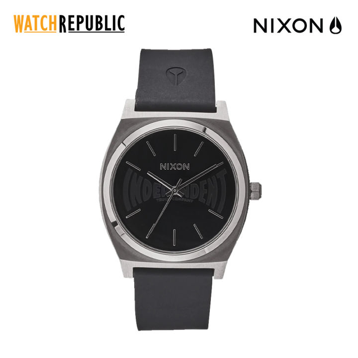 Nixon The Time Teller Independent Black Leather Analog Watch For